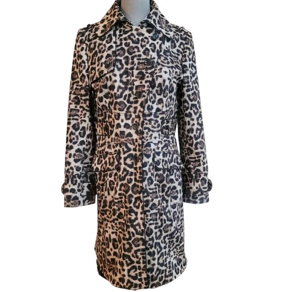 Etcetera Leopard Print Trench Coat Like New Designer Outerwear Size 8 - Picture 3 of 14
